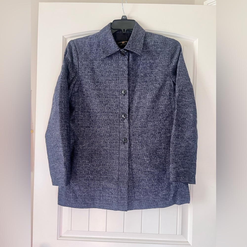 LUCIANO‎ BARBERA Blue-Gray Wool Blend Button Front Blazer Jacket Lined